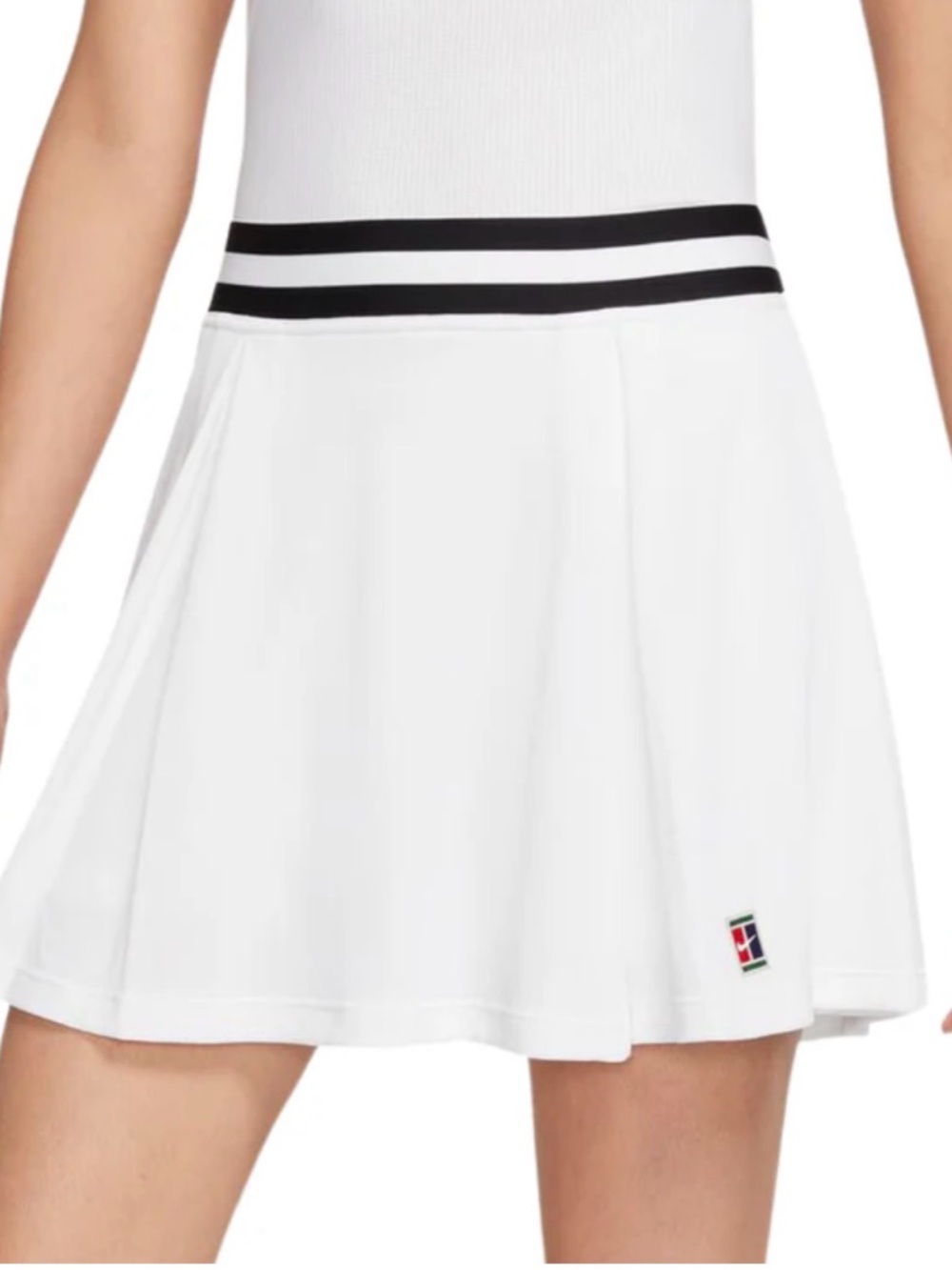 Nike White Pleated Dry-Fit Tennis Skort with Black Striped Waistband MK0582 - Picture 2 of 5